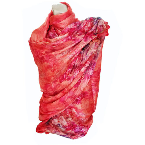 Fular de seda reversible Flores Rojo Julunggul