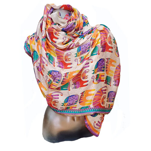 Fular de seda reversible Gatos beige Julunggul