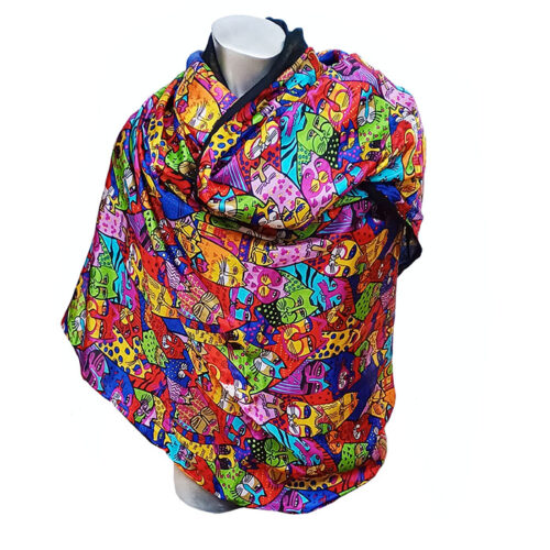 Fular de seda reversible Gatos de colores Julunggul