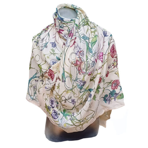 Fular de seda reversible Jardín de flores Julunggul
