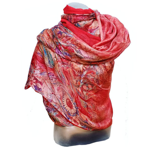 Fular de seda reversible Rojo pasión Julunggul