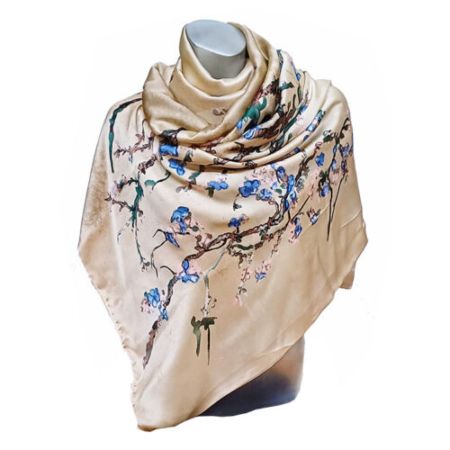 Fular de semiseda reversible Almendro beige Julunggul