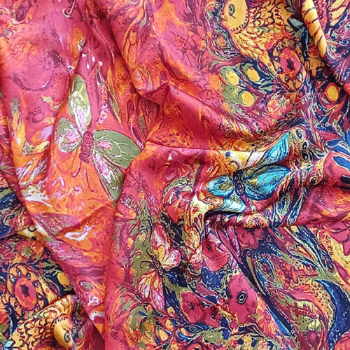 Fular de semiseda reversible Rojo y Fucsia Julunggul