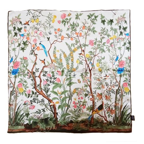 Pañuelo de semi seda 90x90 cm Beige estampado Julunggul