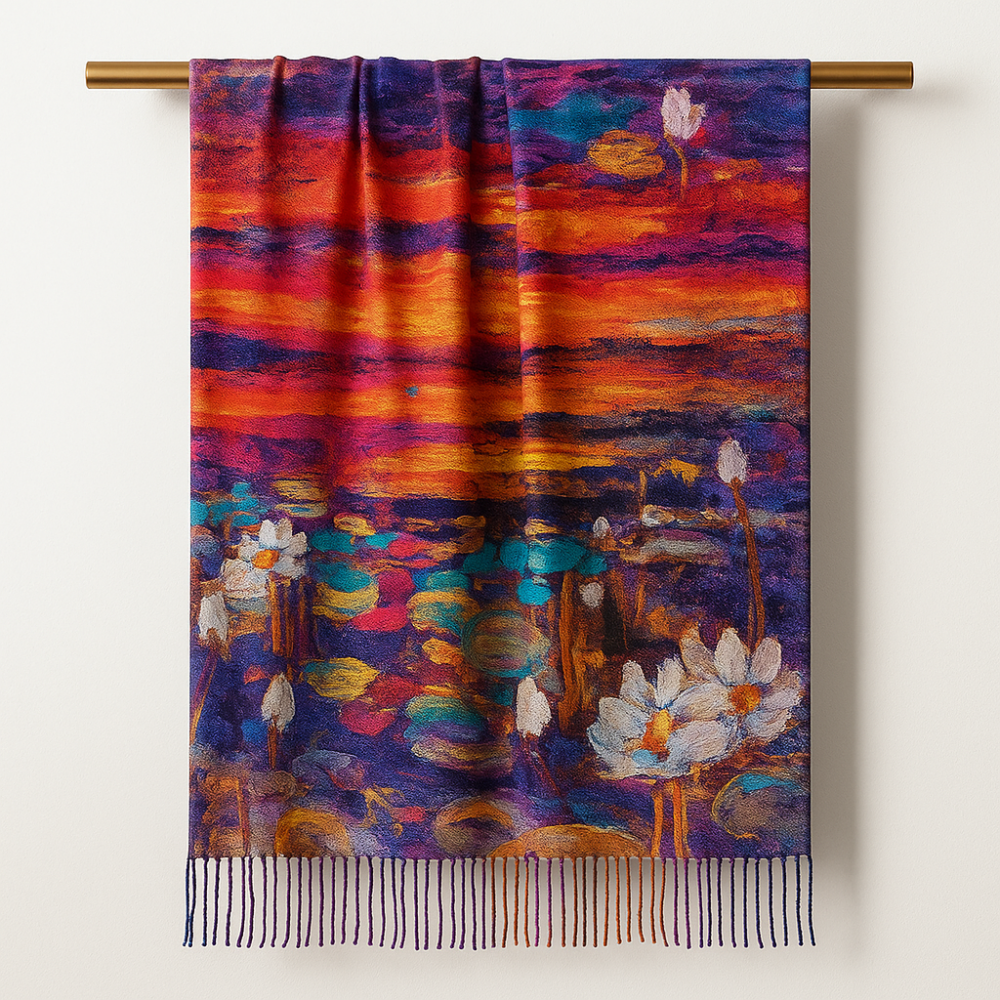 Bufanda reversible Pintores morado rojo 2 Julunggul