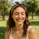 Pañuelo de seda 52x52 cm animal print leopardo marron Julunggul