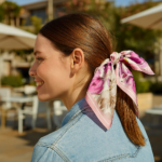 Pañuelo de seda 52x52 cm flores rosas Julunggul