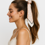 Pañuelo de seda 52x52 cmbeige con lunares Julunggul