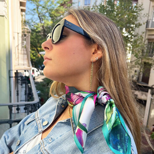 Pañuelo de seda de mujer Flores fucsia Julunggul