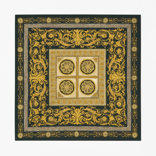 Pañuelo de semiseda 70x70 cm negro y oro Julunggul