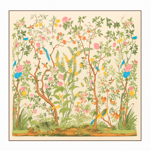 Pañuelo de semiseda 90x90 cm beige Jardín Julunggul