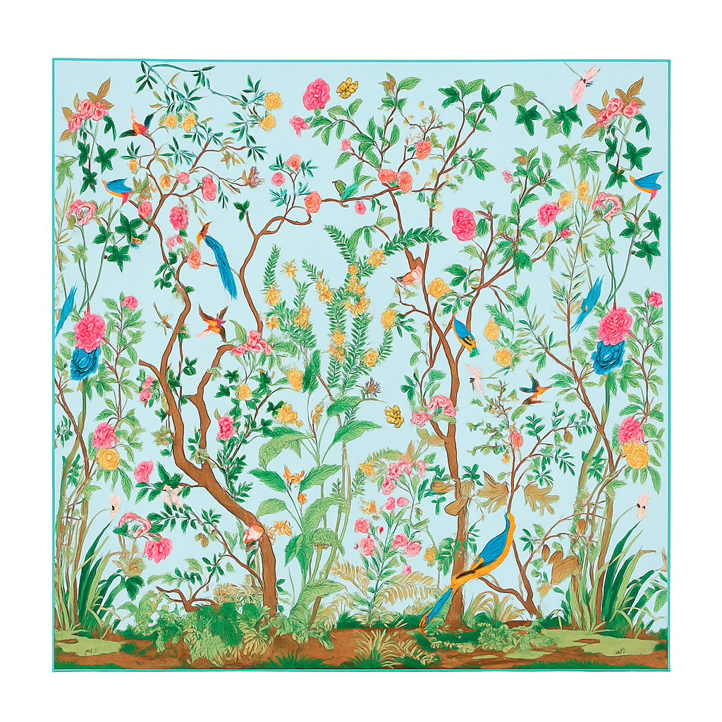 Pañuelo de semiseda 90x90 cm verde mar Jardín Julunggul