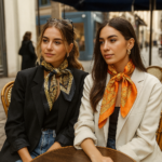 Pañuelos de semiseda negro y naranja 70x70 cm Julunggul