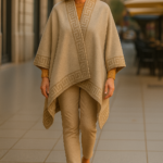 Poncho capa camel y beige reversible 1 Julunggul