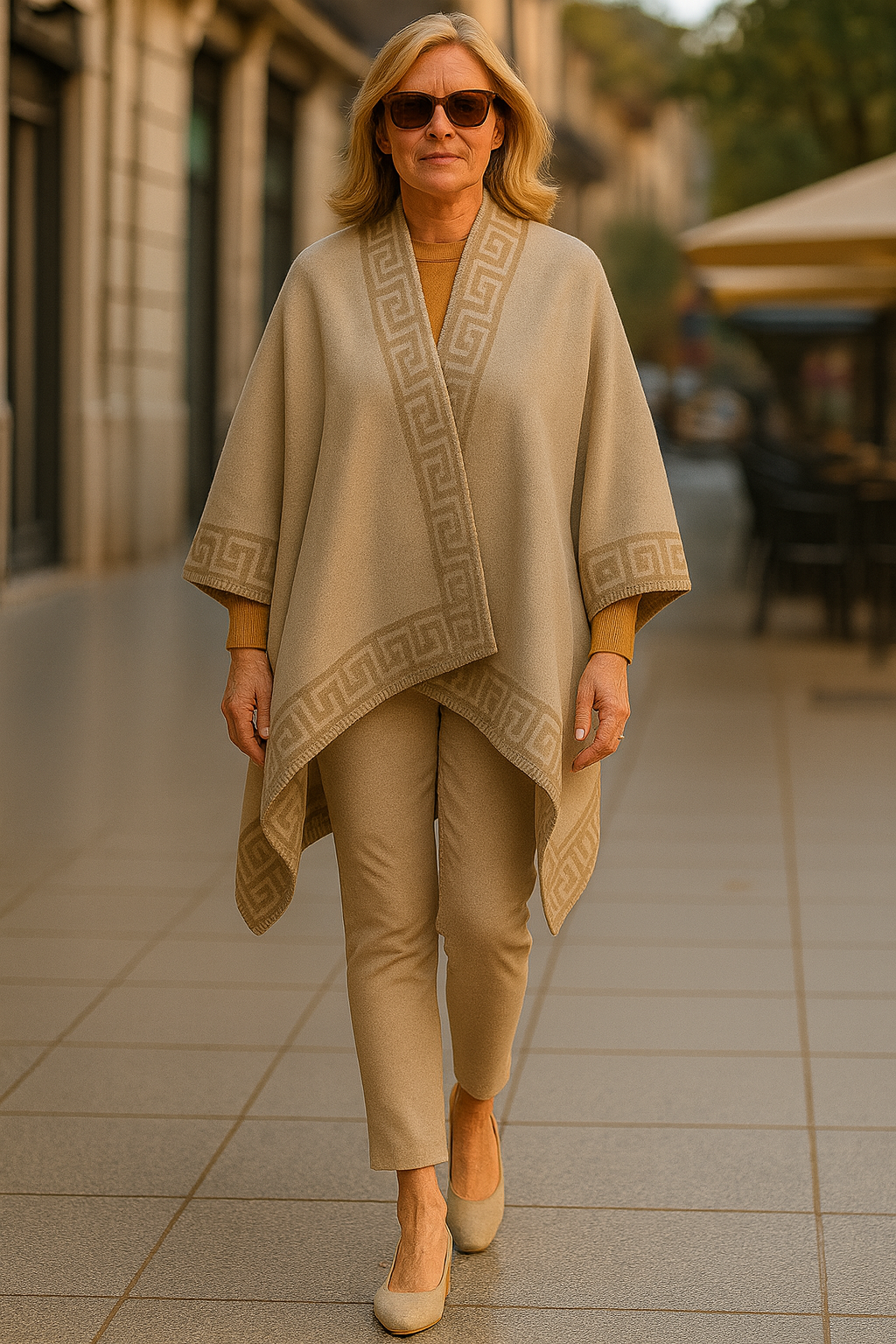 Poncho capa camel y beige reversible 1 Julunggul