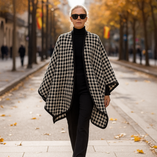 Poncho o capa de mujer Pata de gallo