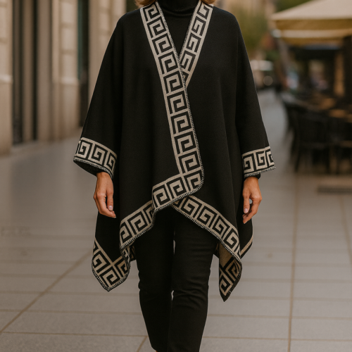 Poncho capa reversible Negro y gris