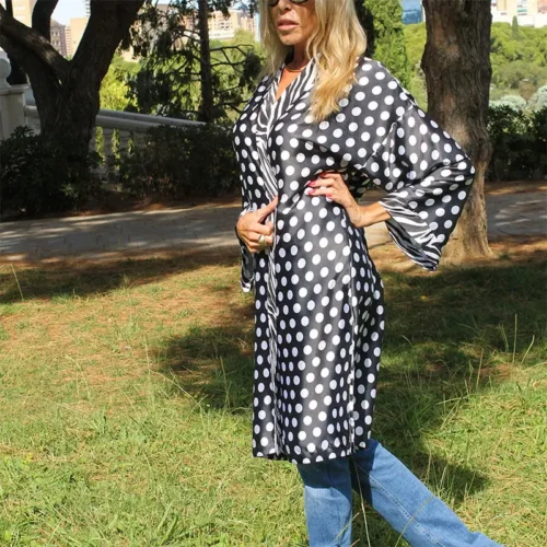 kimono de lunares y cebra negro y blanco julunggul
