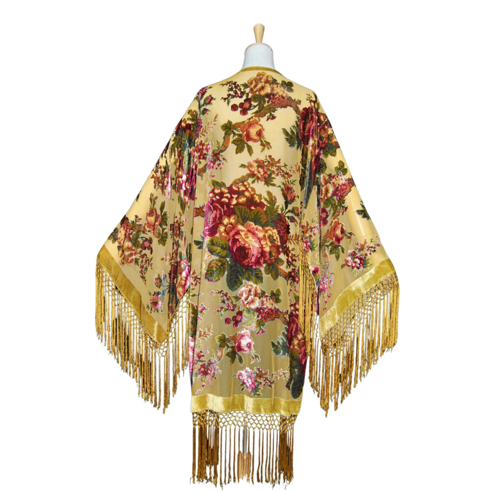 Kimono de terciopelo devore Verde Rosas - Imagen 35