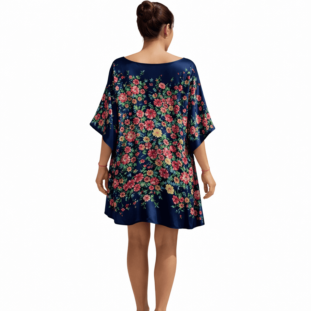 Caftan de playa estampado de flores negro Julunggul