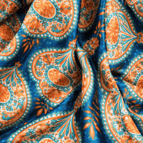 Pañuelo de seda Fular medallones Azul y turquesa