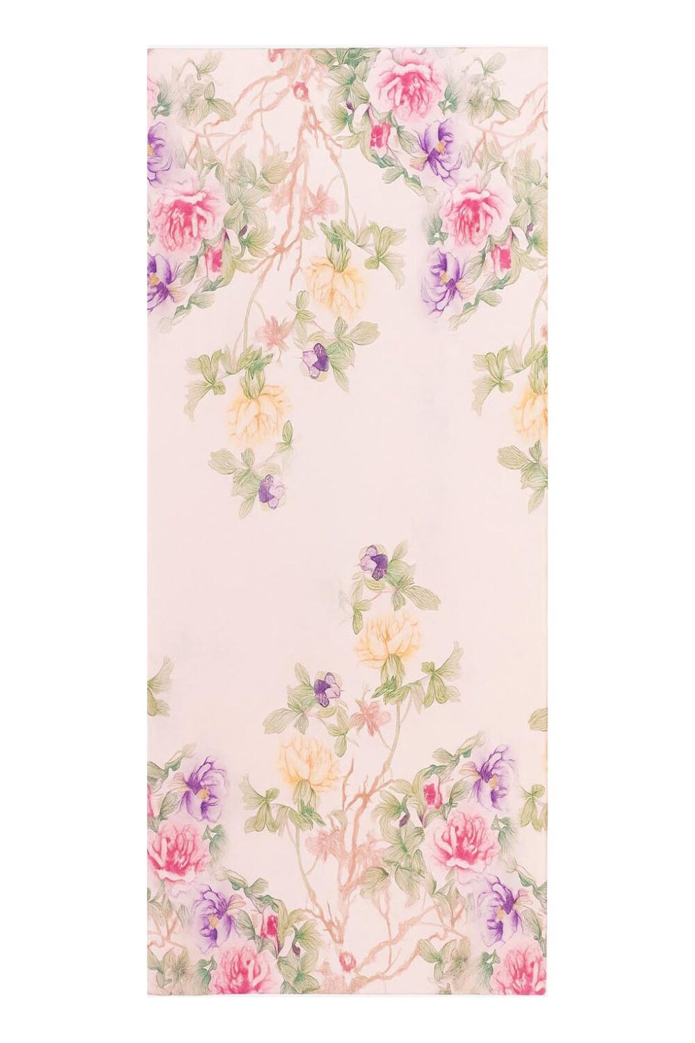Fular de seda rosa con flores