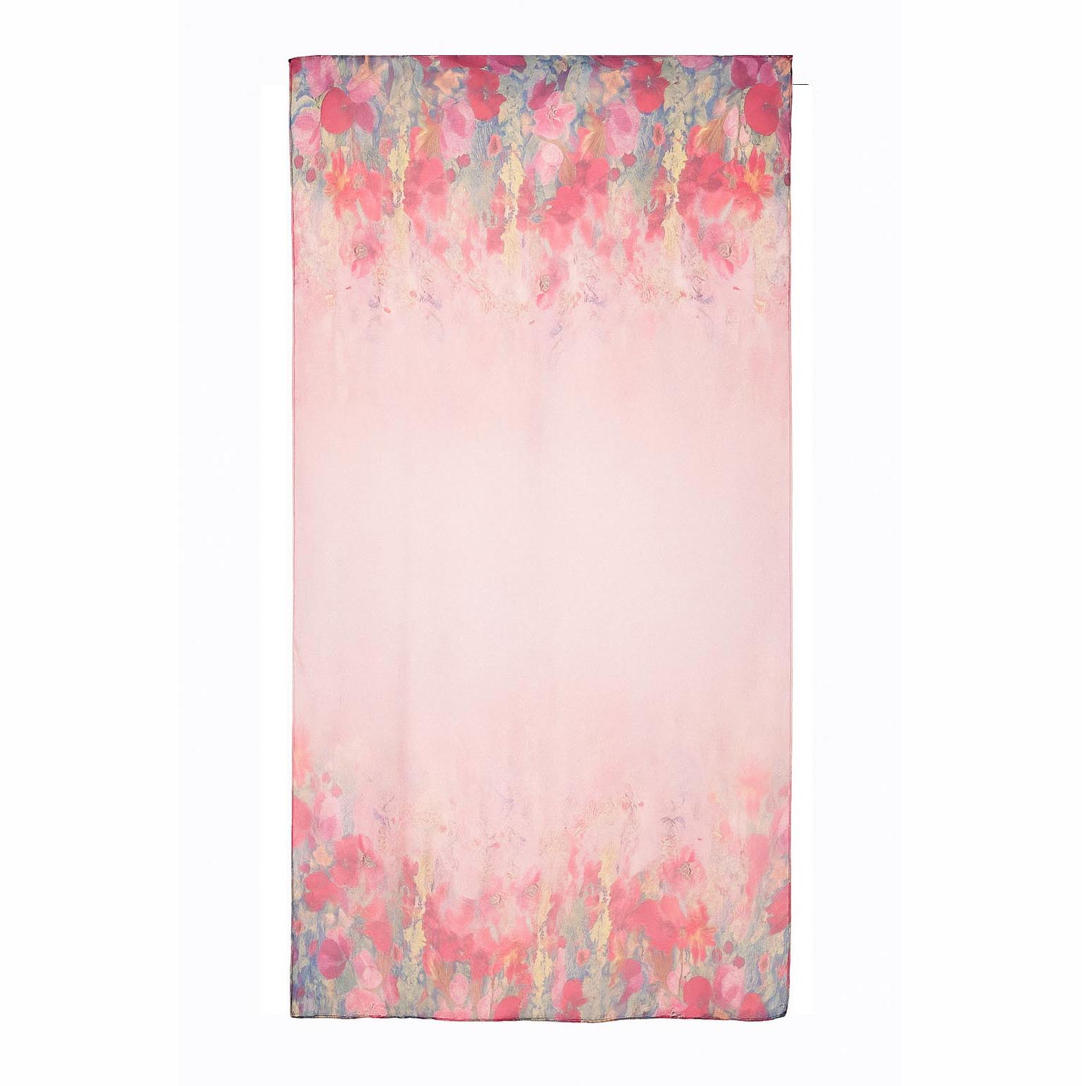 Fular de seda rosa con flores difuminadas Julunggul