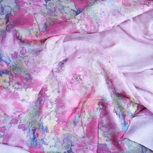 Pañuelo de seda Rosa y flores Julunggul