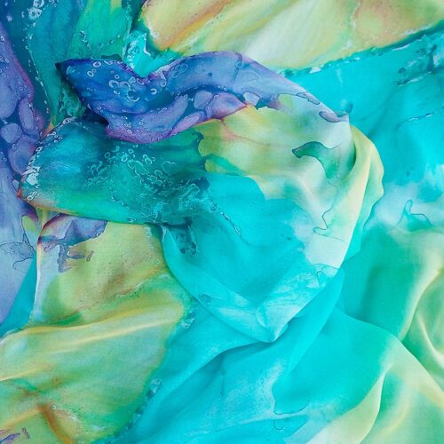 Pañuelo de seda Turquesa y verde Julunggul