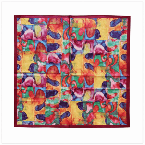 Pañuelo de seda de cuello 52x52 cm colores rojo amarillo