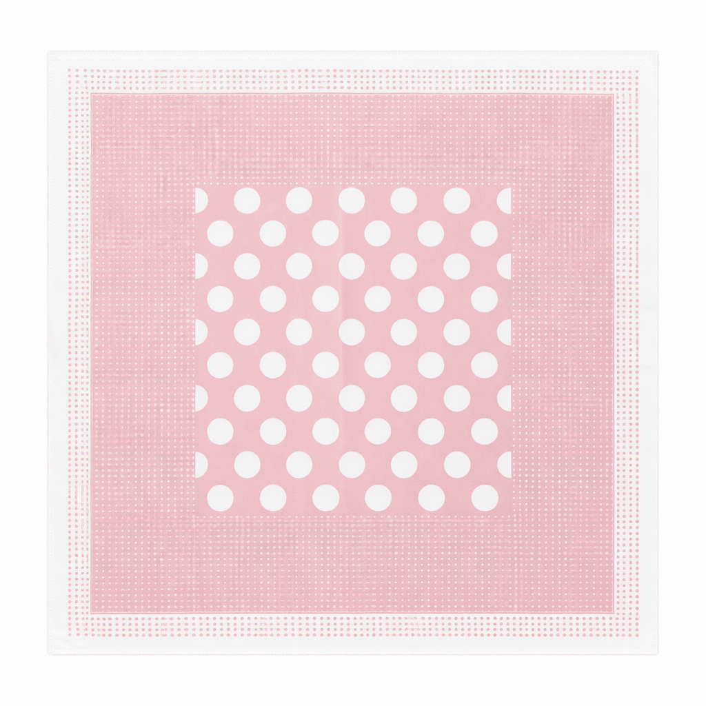 Pañuelo de semi seda rosa con lunares blancos 90x90 cm 2 Julunggul