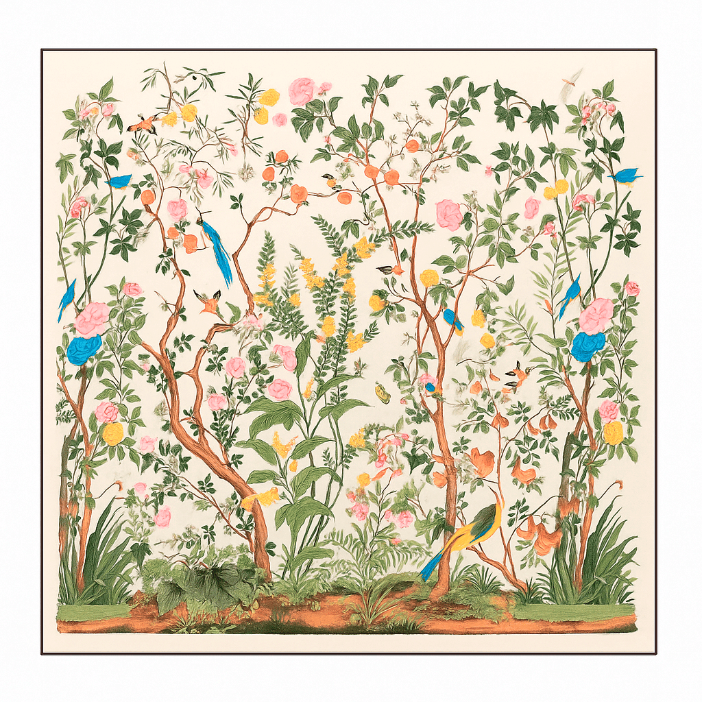 Pañuelo de semi seda 90x90 cm Beige estampado