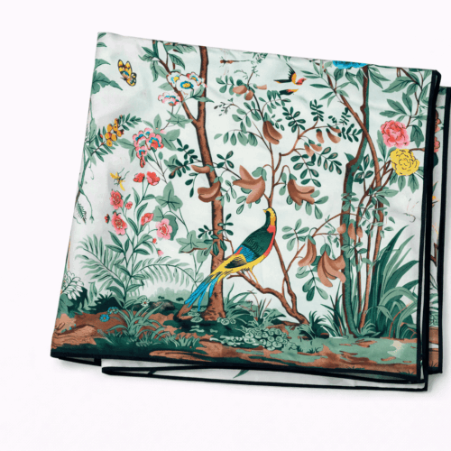 Pañuelo de semi seda 90x90 cm Beige estampado