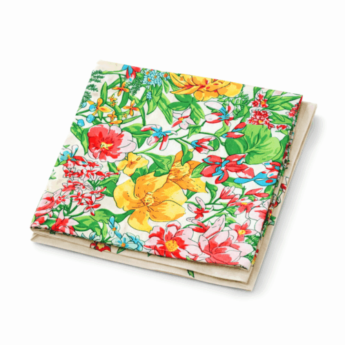 Pañuelo de semi seda grande beige con flores 130x130 cm (copia)