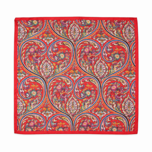 Pañuelos de semiseda rojo con cachemires 70x70 cm