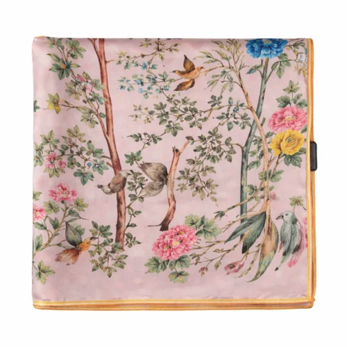 Pañuelo de semi seda 90x90 cm rosa estampado