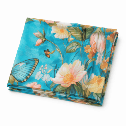 Pañuelo de algodón Turquesa con flores