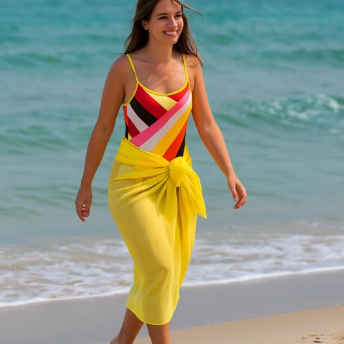 Fular pareo de algodón y viscosa Amarillo y colores