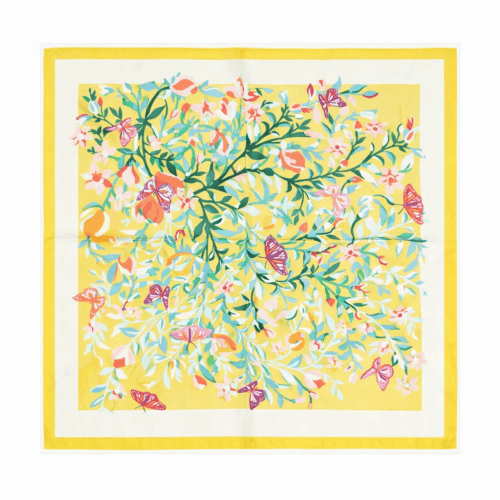 Pañuelos de semiseda de cuello blanco y amarillo 70x70 cm