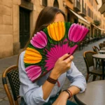 Abanicos de madera esmaltado con tulipanes de colores Julunggul