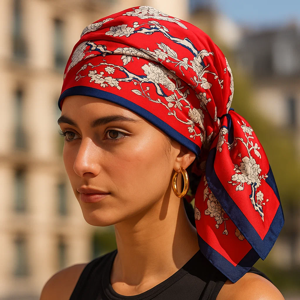 Fular de semiseda turbante rojo y blanco Julunggul