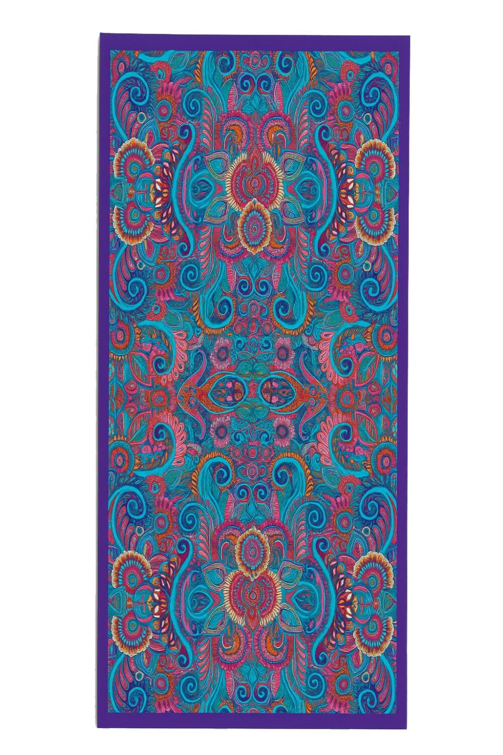 Fular de seda Cachemires Azul klein, fucsia y morado Julunggul