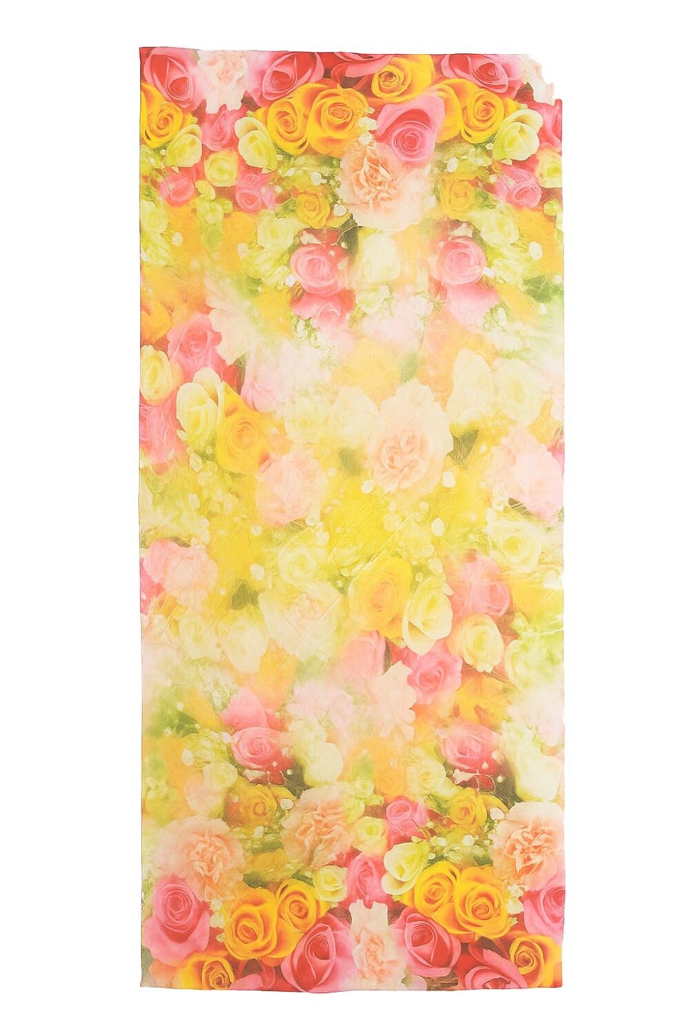 Fular de seda Flores fucsia y amarillo