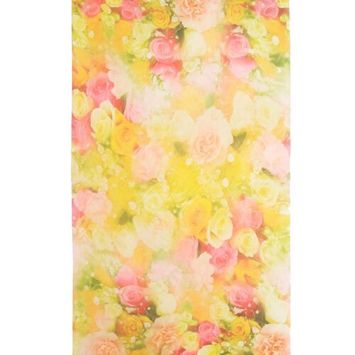 Fular de seda Flores fucsia y amarillo