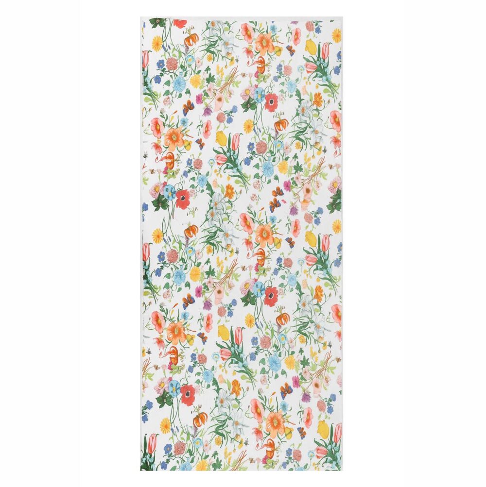 Fular de seda beige con flores de colores Julunggul