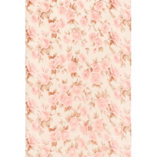 Pañuelo de seda fular Beige con flores rosas