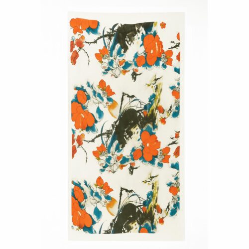 Fular de seda beige rojo azul y negro Julunggul