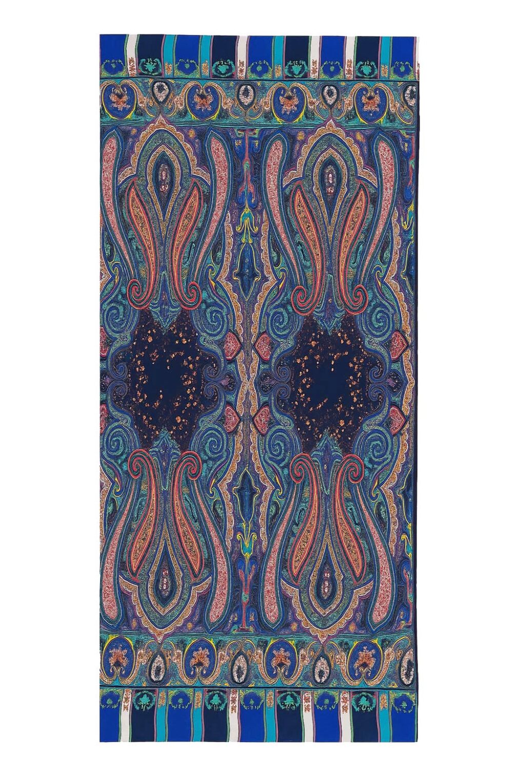Fular de seda paisley azul marino Julunggul