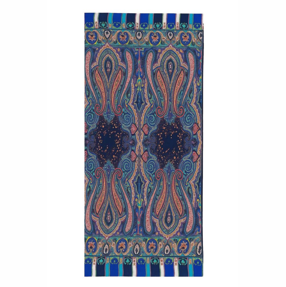 Fular de seda paisley azul marino Julunggul