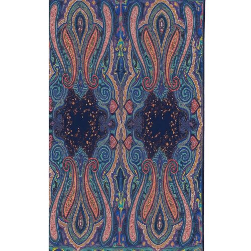 Fular seda estampado paisley azul